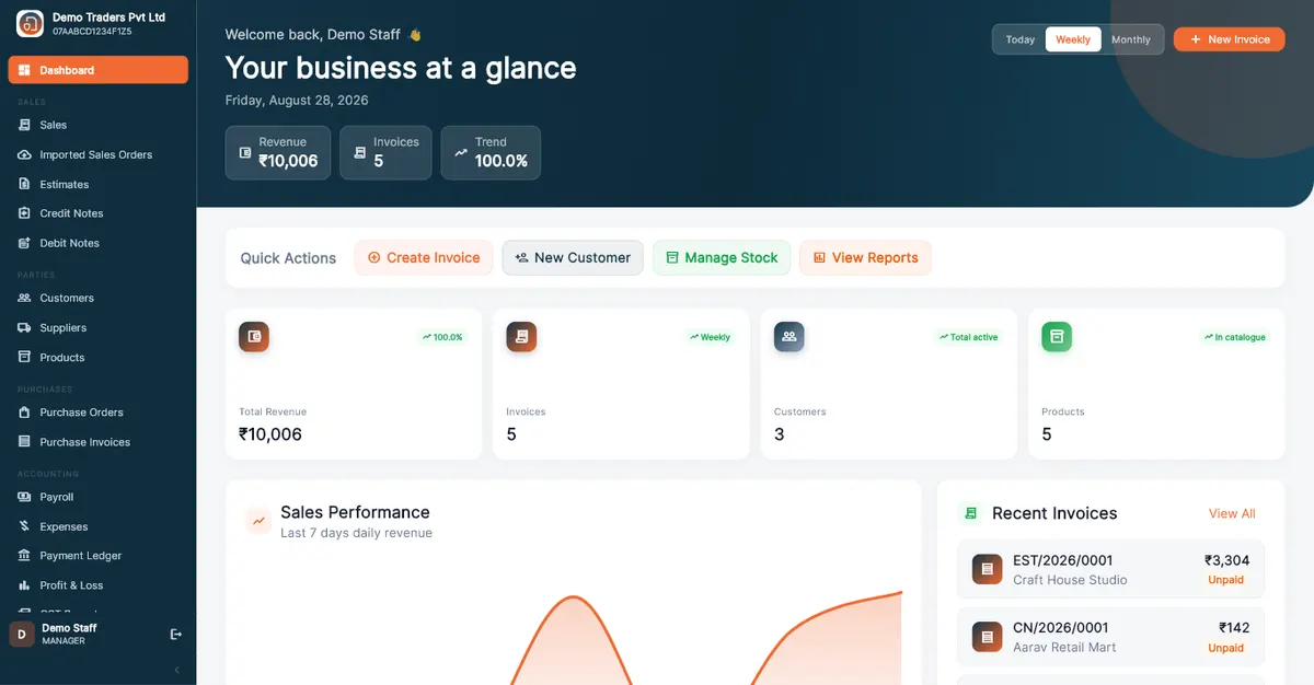 MyInvoiceDB dashboard on Windows